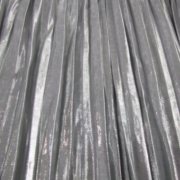 NWT Macys Metallic Silver Pleated Full Midi Skirt - Picture 9 of 13
